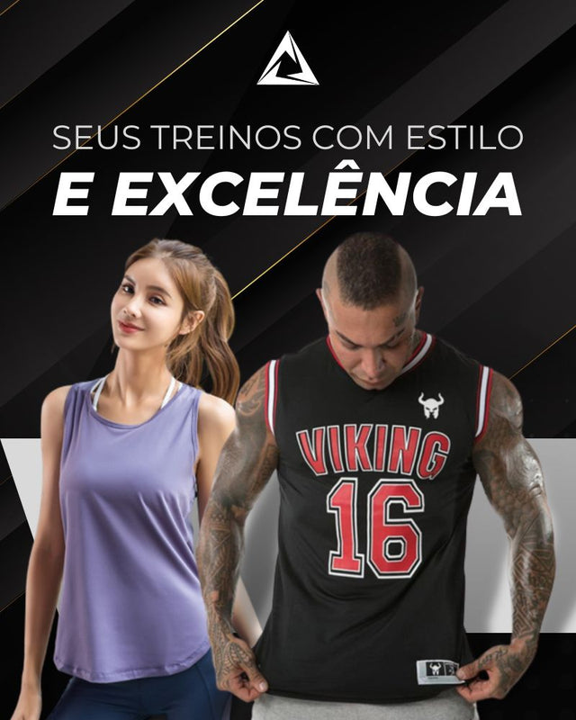 blusa feminina roxa modelo fitness e regata masculina preta modelo basquete - avanço fitness - banner 02